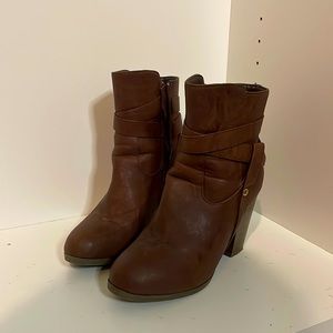 Brown Zipper Ankle Booties